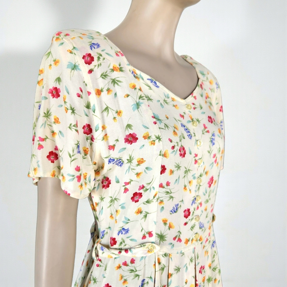 Floral Cream Maxi Dress with Side Ties - Picture 5 of 14
